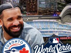 Drake vai para Dodgers Vs Blue Jays Globe Collection videogame 1 Drake Blue Jays Série Mundial Principal Getty