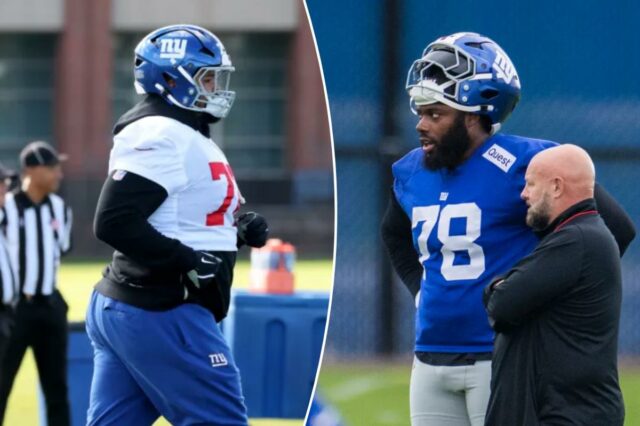 Dupla dinâmica de Andrew Thomas e Jermaine Eluemunor dando apoio Dupla dinâmica de Andrew Thomas e Jermaine Eluemunor dando apoio de elite aos Giants