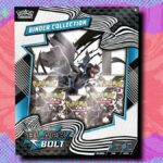 Victini, Reshiram e Zekrom ex Black White Rares em um fundo rosa
