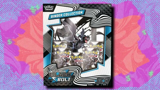 Victini, Reshiram e Zekrom ex Black White Rares em um fundo rosa