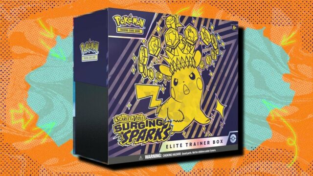 Economize $ 8,15 no Pokémon TCG Surging Stimulates Elite Instructor Ex de Pikachu - 238/191, ex de Latias - 239/191 e ex de Milotic - 237/191 em um fundo de bolinhas laranja