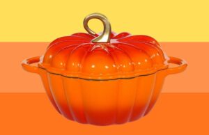 Encontramos um sósia de Le Creuset que é fofo como uma abóbora (e menos de US$ 70) Um forno holandês em forma de abóbora