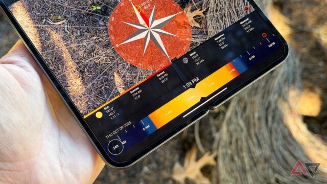 Posições futuras do sol mostradas no aplicativo Sun Surveyor