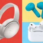 Um par de fones de ouvido de ouvido da Apple
