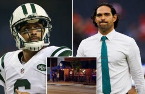 Ex-jatos QB Mark Sanchez preso no hospital após o incidente de facada no Indianapolis Pub O ex -quarterback da NFL Mark Sanchez em campo.