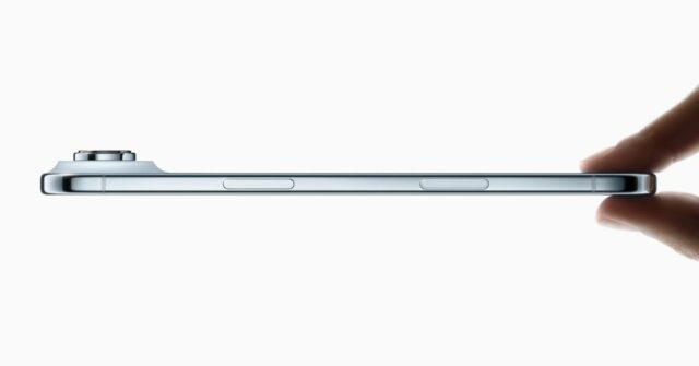 Exames reais e laboratoriais sugerem que a bateria do Apple Testes de duração da bateria do iPhone Air | Imagem promocional da Apple da vista lateral do dispositivo