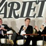 NEW YORK, NEW YORK - OCTOBER 06: (L-R) Brent Lang, Alex Winter and Keanu Reeves speak onstage during Variety The Business Of Broadway Presented By City National Bank at Second on October 06, 2025 in New York City. (Photo by Craig Barritt/Variety via Getty Images)