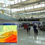 Vista parcial do interior do Terminal C do Aeroporto Internacional Newark Liberty.