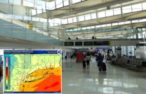 FAA emite atrasos em terra nos principais aeroportos do Nordeste, já que o nordeste deve causar estragos nas viagens aéreas Vista parcial do interior do Terminal C do Aeroporto Internacional Newark Liberty.