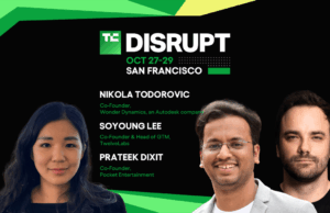 Fabricantes inovadores e onde a IA cumpre a criatividade no TechCrunch Disrupt 2025 TechCrunch Disrupt 2025 Nikola Todorovic, Soyoung Lee, Pateek Dixit