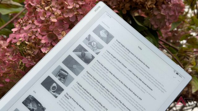 As configurações do Feedly são exibidas no Onyx Boox Go 10.3