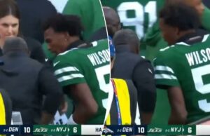 Garrett Wilson fala sobre uma briga lateral com Aaron Glenn depois que os Jets coçaram a cabeça no final do intervalo Garrett Wilson (R.) fala com Aaron Glenn durante o jogo Jets-Broncos em 12 de outubro de 2025.