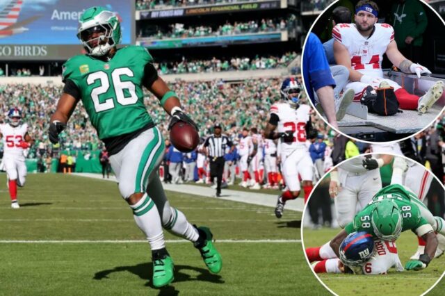 Giants dominados pelos Eagles na revanche após lesão de Cam Giants dominados pelos Eagles na revanche após lesão de Cam Skattebo