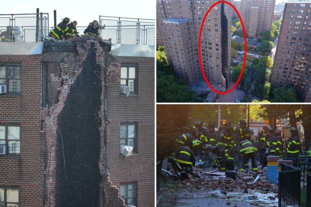 Grande parte do prédio do Bronx cai nas ruas após a explosão de gás, milagrosamente não ferindo ninguém

