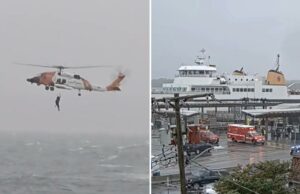 Guarda Costeira resgata homem preso em Cape Cod depois que passageiros da balsa o avistam se debatendo na água durante o nordeste Guarda Costeira resgata homem preso em Cape Cod depois que passageiros da balsa o avistam se debatendo na água durante o nordeste