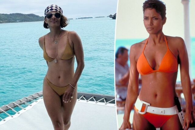 Halle Berry volta às raízes de Bond-girl em biquíni dourado: 'Este é o 59'

