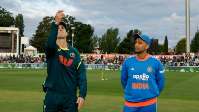 IND vs AUS 1º T20I: Mitchell Marsh vence lance; Austrália IND vs AUS 1º T20I: Mitchell Marsh vence lance; Austrália decide lançar primeiro