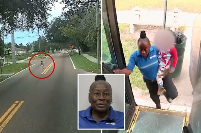 Imagens dramáticas mostram motorista de ônibus herói salvando uma criança vagando em uma rua movimentada da Flórida

