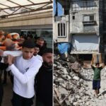Jovens palestinos carregando o corpo de Majed Mohammed Daoud durante um cortejo fúnebre.