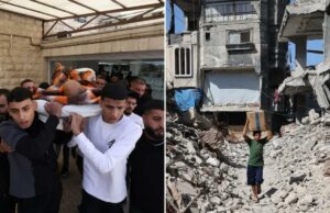 Israel ataca Gaza depois que o Hamas supostamente violou o cessar-fogo com ‘ataques múltiplos’ Jovens palestinos carregando o corpo de Majed Mohammed Daoud durante um cortejo fúnebre.