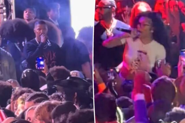Jamie Foxx ataca o público por jogar um item no Jamie Foxx ataca o público por jogar um item no GloRilla durante show de Halloween