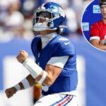Jaxson Dart carregando 'chip' dos santos no ombro, enquanto a realidade do New Giants se apaixona