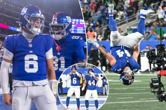 Jaxson Dart e Cam Skattebo impulsionam os Giants para uma vitória dominante sobre os Eagles

