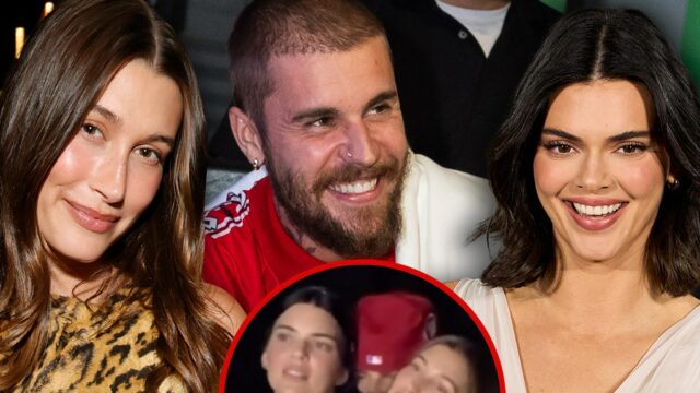 Justin e Hailey Bieber abraçam Kendall Jenner e balançam durante hailey-bieber-justin-bieber-kendall-jenner-getty-ig-1