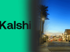 A decisão do juiz de Nevada impede Kalshi de operar no estado Kalshi se opõe à oferta emergencial dos reguladores de Nevada para suspender a liminar comercial. Kalshi digitou o logotipo em cima de um fundo verde próximo à paisagem urbana de Nevada.