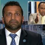 Kash Patel, identificado como diretor do FBI, e Laura Ingraham na Fox News discutindo sobre um apresentador da ESPN culpando Trump por um escândalo da NBA.