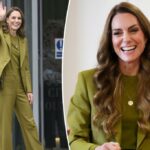 Kate Middleton apoia a amiga Victoria Beckham em terno verde-amarelado para passeio surpresa