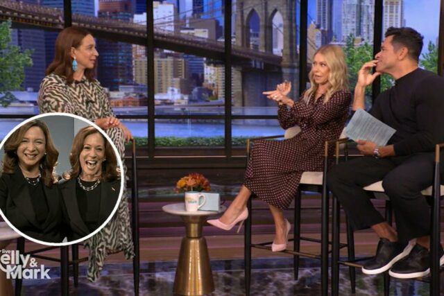 Kelly Ripa diz a Maya Rudolph que sua impressão de Kamala Harris no 'SNL' inspirou Harris a começar a “se passar por” Rudolph “se passar por ela”

