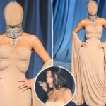 Kim Kardashian usa máscara horrível que obscurece o rosto na Gala do Museu da Academia 2025