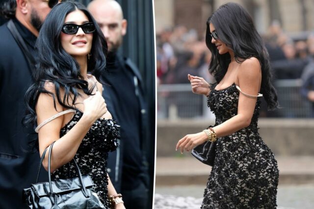 Kylie Jenner expõe sua alça de sutiã na nova aparência da Fashion Week de Paris

