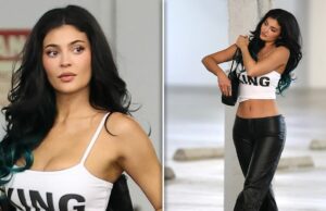 Kylie Jenner impressiona com calças de couro natural e top planta kylie jenner sub backgrid deslizar 1