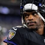 Lamar Jackson #8 of the Baltimore Ravens