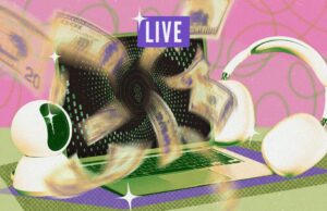 Lifehacker Deals Live Blog: as melhores vendas de tecnologia, tudo em um só lugar Um laptop com um vórtice de notas de dólar e uma câmera e um fone de ouvido sendo sugados com a palavra