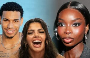 ‘Love Island’s Huda, BF Louis zombando do seguidor chamando Olandria N-Word, no videoclipe huda mustafa louis russell olandria principal getty netflix composto 2