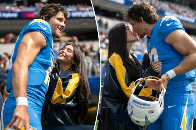 Madison Beer and Chargers QB Justin Herbert Confirme o romance com PDA lateral à frente dos comandantes

