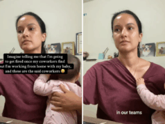 Mãe obrigada a ter criança no escritório satisfazendo- não consegue gerenciar a ação dos colegas Mãe obrigada a ter criança no escritório satisfazendo- não consegue gerenciar a ação dos colegas