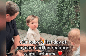 Mamãe escolhe o filho desde o primeiro dia na creche – não está realmente preparada para sua resposta Dre filmou a reação de sua filha.
