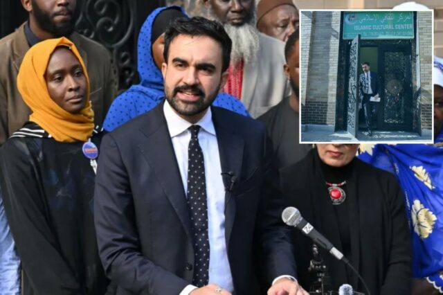 Mamdani chora ao relembrar os temores de sua tia muçulmana Mamdani visita a Mesquita do Bronx.