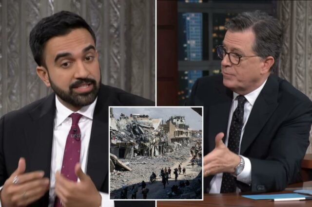 Mamdani diz que o programa de Colbert o chocou quando o produtor lançou um 'jogo' para discutir a guerra Israel-Hamas

