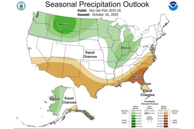 Mapa da NOAA revela o clima dos meses de inverno para cada estado 

