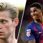 Marcus Rashford comemora a pontuação para Barcelona vs Newcastle United na Liga dos Campeões