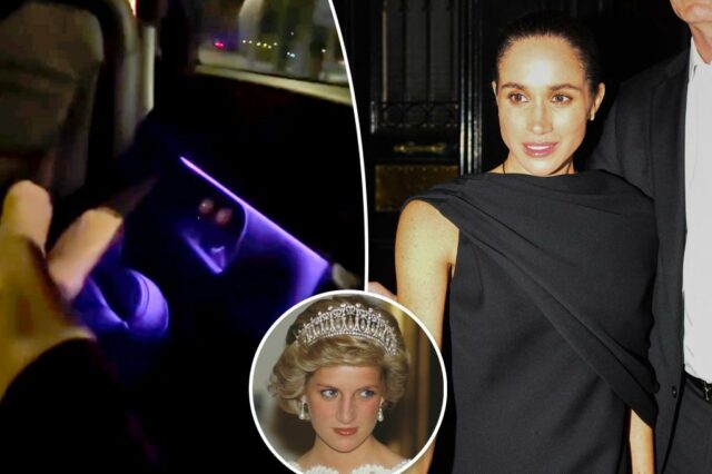 Meghan Markle coloca os pés para cima no vídeo 'insensível' perto do site da princesa Diana's Crash


