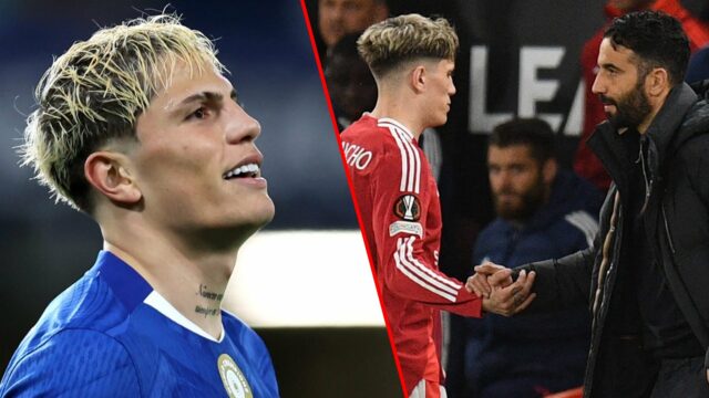 O ex -ala do Manchester United, Alejandro Garnacho, durante a partida da Liga dos Campeões entre Chelsea e Benfica.