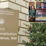 Uma visão geral do prédio da Receita Federal dos Estados Unidos localizado na 1111 Constitution Avenue NW em Washington, DC, visto em 15 de abril de 2025.