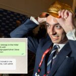 Paul Ingrassia experimenta um chapéu MAGA de bronze.
