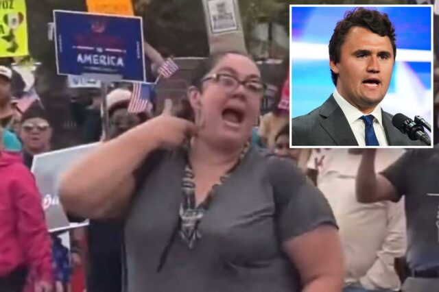 Lucy Martinez, professora da Escola Primária Nathan Hale, em Chicago, foi filmada zombando do assassinato de Charlie Kirk durante um protesto do No Kings no fim de semana.